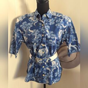 VTG California Design by Dorothy Samuel Top 6 Grannychic Birds Patchwork 80s
